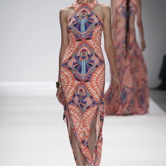 RARE Mara Hoffman Halter Column Neon Print Maxi Dress - Picture 1 of 6